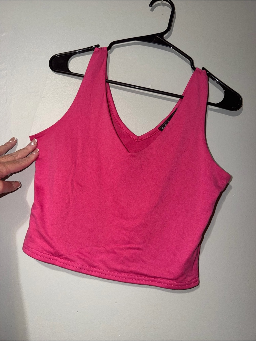 V-Neck Cropped Tank Top in Bright Pink